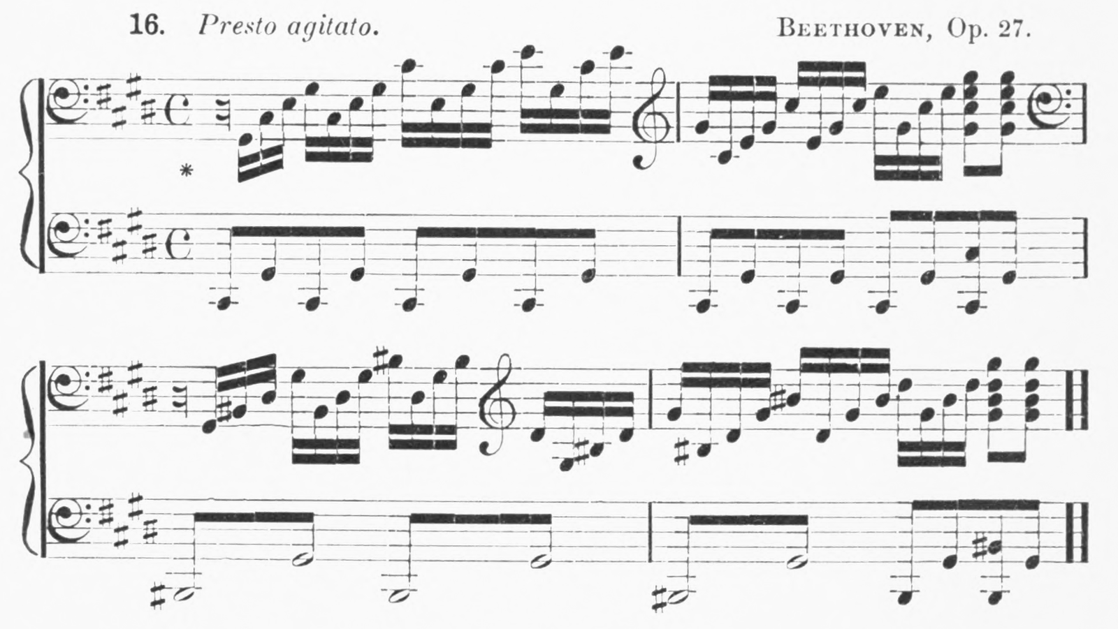Ex. 16 · Presto agitato. Beethoven, Op. 27.