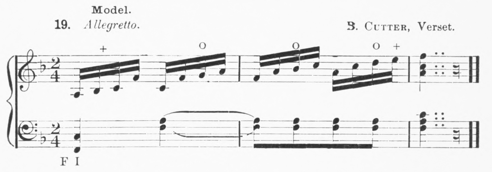 Ex. 19 · Model. Allegretto. B. Cutter, Verset.