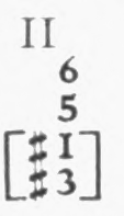 The chord sign of this sentence as printed: small Roman II; below it the figures 6 over 5; below these, in square brackets, sharp 1 over sharp 3.