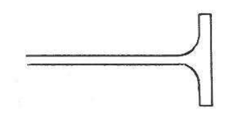 Diagram: outline of the trumpet bell (abrupt flare)