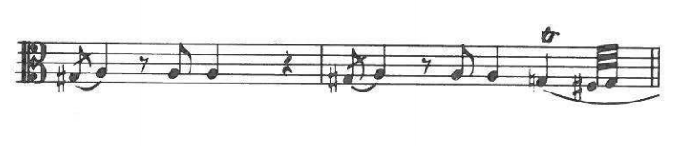 Viola part with grace notes, eighth notes and a closing trill figure (tr)