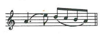Example: two bows to a measure, down-bow and up-bow alternating