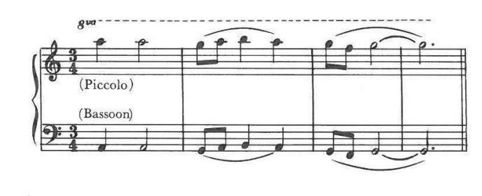 Example: (Piccolo), marked 8va, and (Bassoon) widely spaced