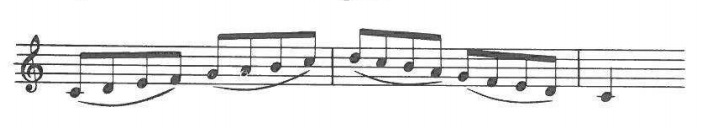 The same scale passage, slurred throughout (legato)