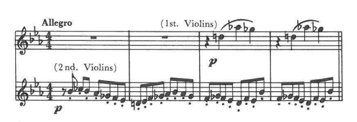 Allegro — (1st. Violins) p; (2nd. Violins) p