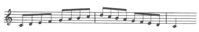 Scale passage in eighth notes, détaché (no slurs)