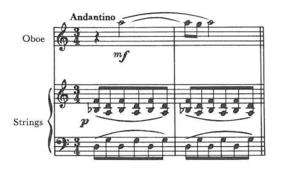 Andantino — Oboe mf; Strings p