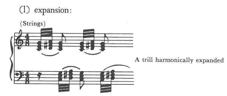 (l) expansion: (Strings) — A trill harmonically expanded
