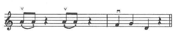 Example: bowing marks returning the phrase to the normal alternation