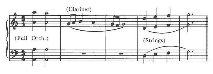 Example: (Full Orch.), (Clarinet), (Strings)