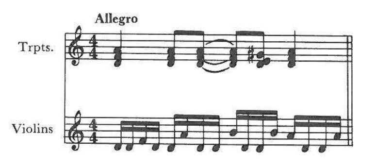 Allegro — Trpts.; Violins