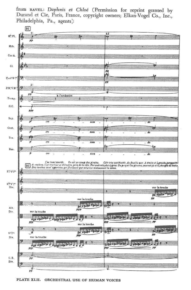 from RAVEL: Daphnis et Chloé (Permission for reprint granted by Durand et Cie, Paris, France, copyright owners; Elkan-Vogel Co., Inc., Philadelphia, Pa., agents