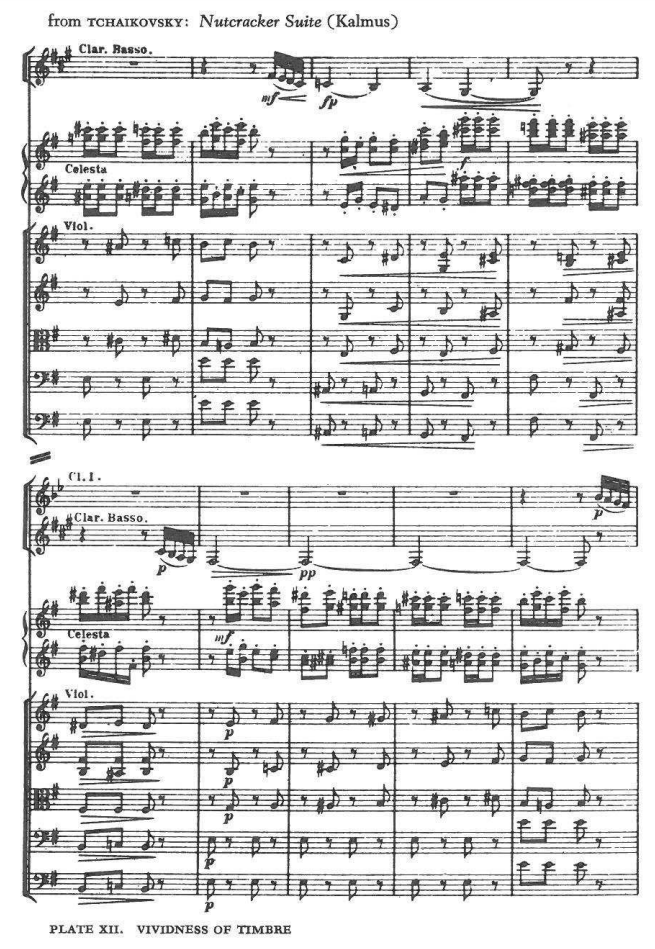 PLATE XII. VIVIDNESS OF TIMBRE — from TCHAIKOVSKY: Nutcracker Suite (Kalmus)