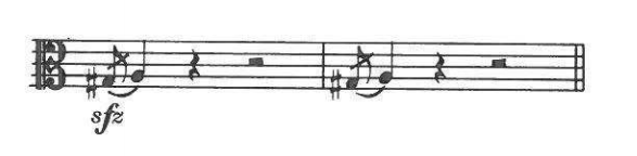 Viola part with an added grace note (sfz)