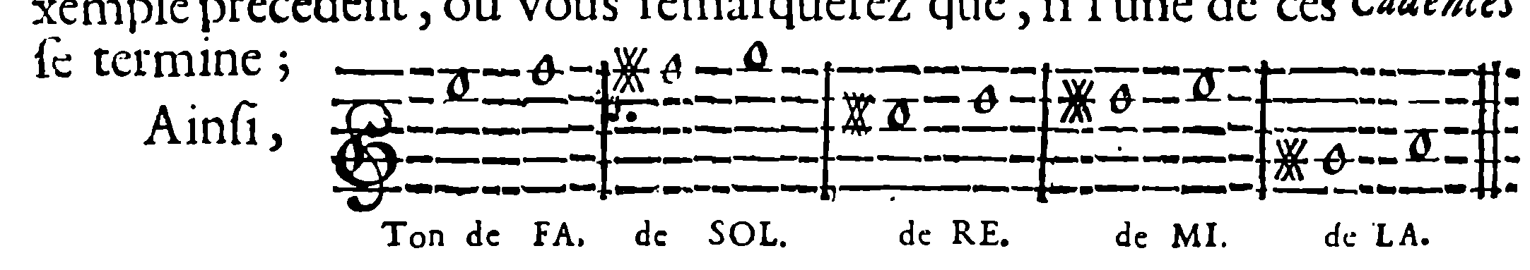 Thus — cadences in F, G, D, E, and A