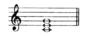 The same notes stacked in thirds: C–E–G