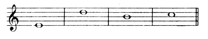 Four notes: E, D, B, C