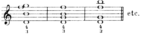 Three arrangements over the fifth of the root, each figured 4/3, “etc.”