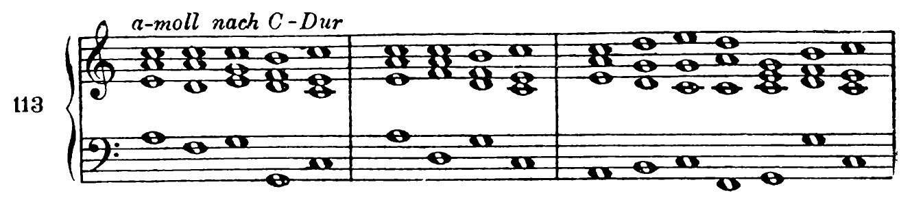 113. A minor to C major
