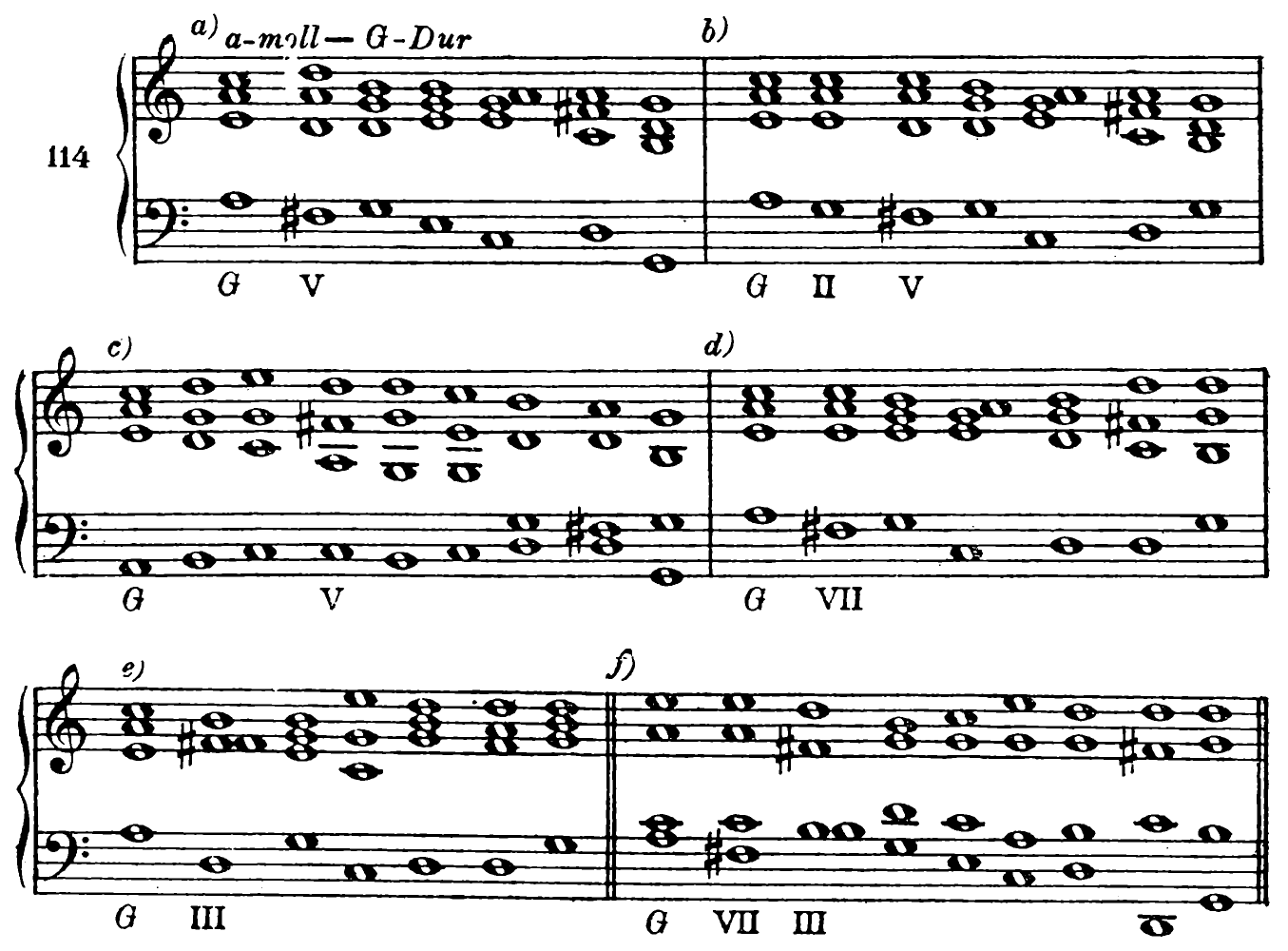 114. a) A minor — G major b) c) d) e) f)
