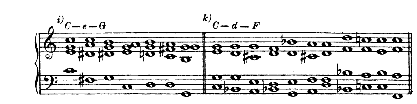 i) C—e—G k) C—d—F