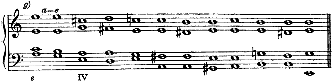 g) A minor to E minor (e … IV)