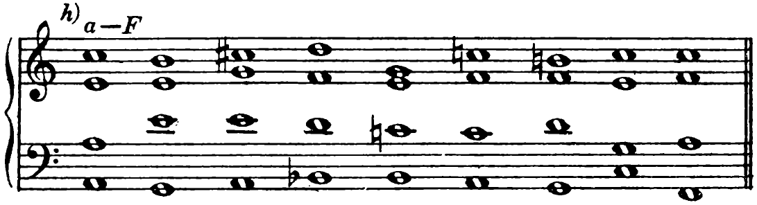 h) A minor to F major