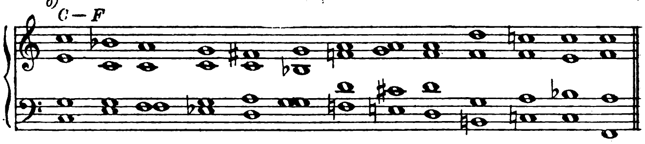b) C to F major