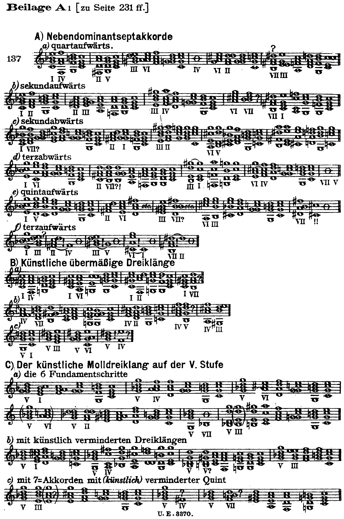 Plate A1 [to page 231 ff.] 137 A) Secondary-dominant seventh chords a) a fourth upward. I IV · II V · III VI · IV · VI II · ? VII III b) a second upward I II · 