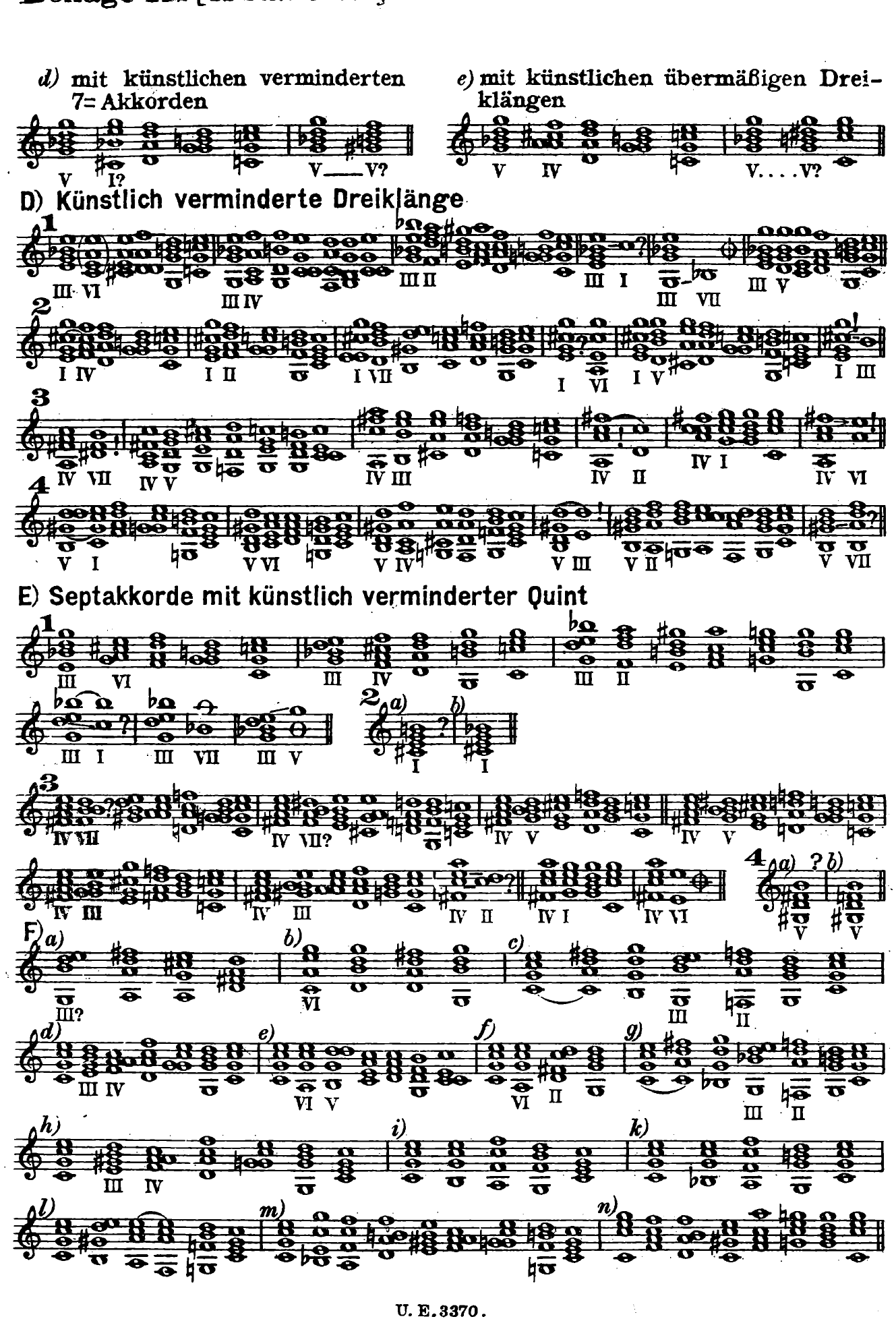 Plate A2 [to page 231 ff.] [137C, continued] d) with artificial diminished seventh chords — V, I?, V … V? e) with artificial augmented triads — V, IV, V … V? D)