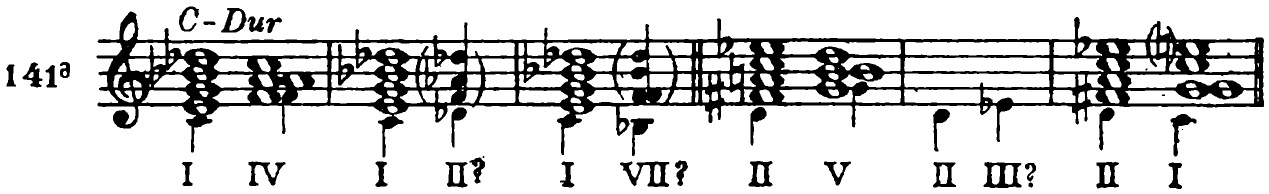 141a. C major: I–IV | I–II? | I–VII? ‖ II–V | II–III? | II–I