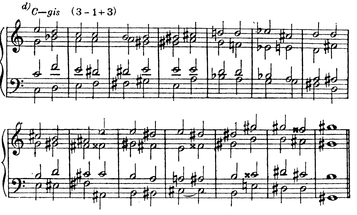 211 d) C major–G-sharp minor (3−1+3)